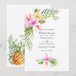 Invitation Tropical Floral Aloha QR Code RSVP Mariage