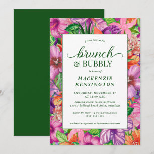 Invitation Tropical Floral Green Brunch Bubbly Douche