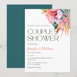 Invitation Tropical Floral Hibiscus Hawaïen Douceur de Couple