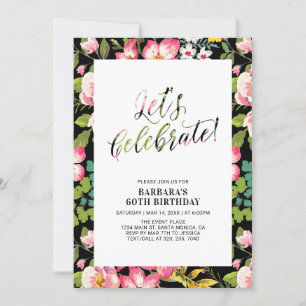 Invitation Tropical Floral Patal Adulte Anniversaire