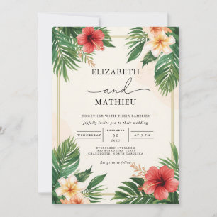 Invitation Tropical Frond Bloom Mariage