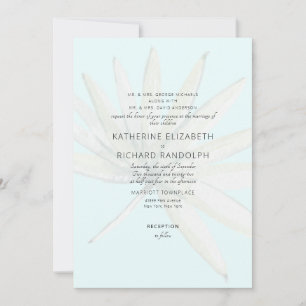 Invitation Tropical Frond Ice Blue Les deux parents Mariage