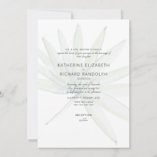 Invitation Tropical Frond White Bride Parents Mariage