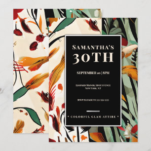 Invitation Tropical Glam 30e Anniversaire Couleur Moderne Aud
