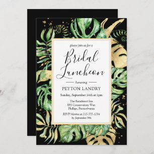 Invitation Tropical Gold & Black Bridal Luncheon Douche
