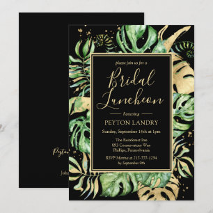 Invitation Tropical Gold & Black Bridal Luncheon Shower Invit