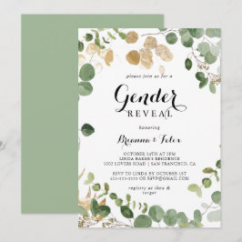 Invitation Tropical Gold Green Foliage Parti de révélation de