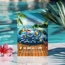 Invitation Tropical Graduical Pool Party Event