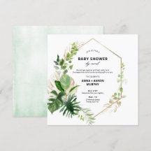 Tropical Green et Gold Frame Baby shower par courr