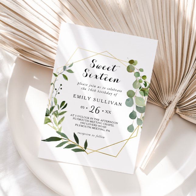 Invitation Tropical Green Feuille Sweet sixteen fête d'annive (Créateur téléchargé)
