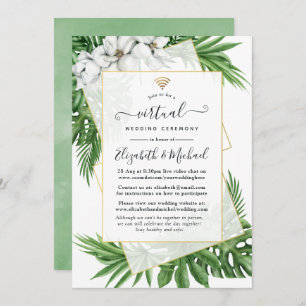 Invitation Tropical Greenery Mariage virtuel en ligne géométr