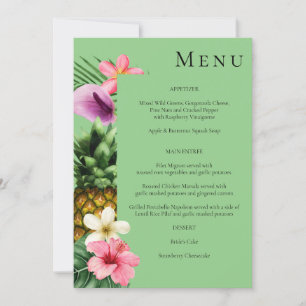 Invitation Tropical Hawaiian Floral Menu- Vert