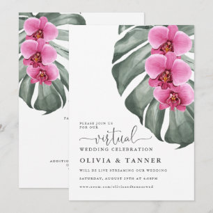 Invitation Tropical Hot Pink Orchids Mariage virtuel
