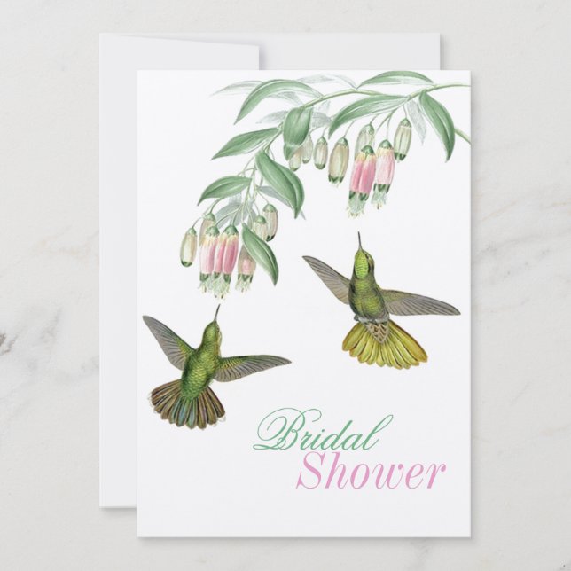 Invitation Tropical Hummingbird Floral Bridal Couple Douche (Devant)