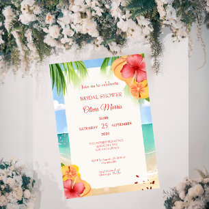 Invitation Tropical Island Plage Floral Baignade de Mariage