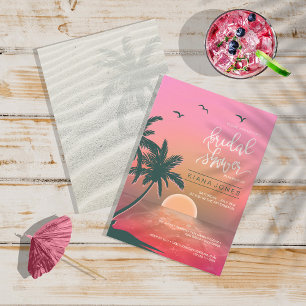 Invitation Tropical Isle Sunrise Mariage Pink ID581