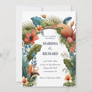 Invitation Tropical Jungle Arch Exotic Floral Mariage d'été