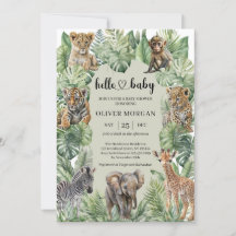 Tropical Jungle Safari Animaux Baby showers Garçon