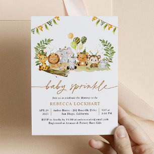 Invitation Tropical Jungle Safari Animaux Baby Sprinkel