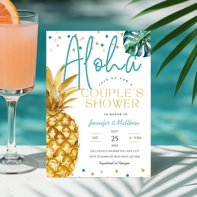 Invitation Tropical Luau Plage Aloha Été Fête de couples (Tropical Luau Beach Aloha Summer Couples Shower Invitation)