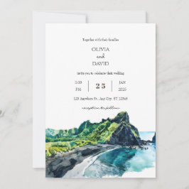 Invitation Tropical Lush Greenery Island View Mariage plage