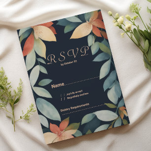 Invitation Tropical menthe orange marine bleu floral RSVP