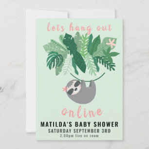 Invitation Tropical mignon paresseux traîne en ligne baby sho