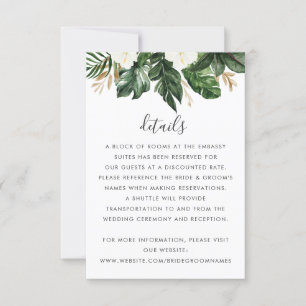 Invitation Tropical Modern Palm Cactus Blanc Détails Floral