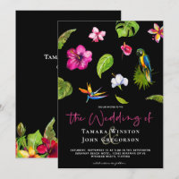 Tropical Noir Rose Floral Feuillage Mariage sur la