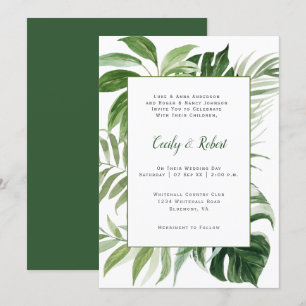Invitation Tropical Paradise Mariage botanique luxuriant  