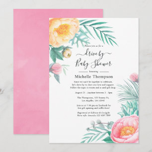 Invitation Tropical Pastel Floral Drive Par Douche