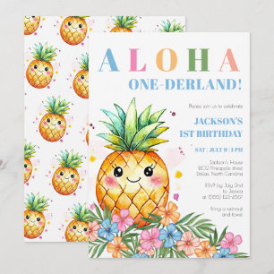 Invitation Tropical Pineapple Aloha Onederland 1er Anniversai