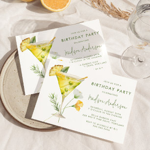 Invitation Tropical Pineapple Martini Cocktail Fête d'anniver