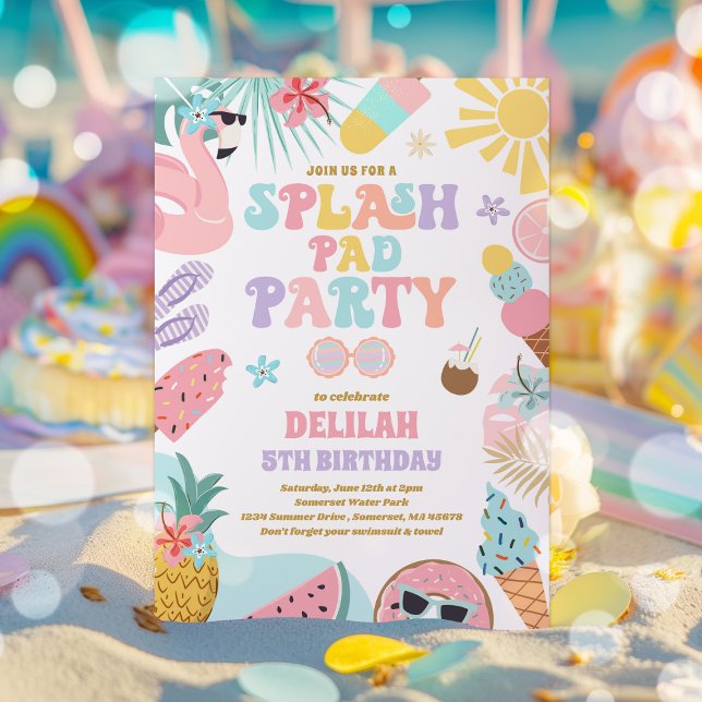 Invitation Tropical Splash Pad Fête d'été (Créateur téléchargé)