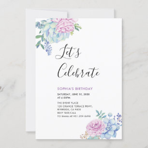 Invitation Tropical Succulents Été Adulte fête d'anniversaire