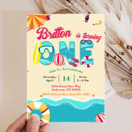 Invitation Tropical Summer Beach Girl 1er anniversaire