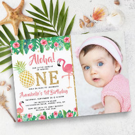 Invitation Tropical Summer Beach Luau Girl Photo 1er Annivers