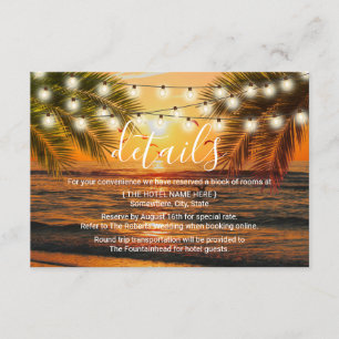 Invitation Tropical Summer Sunset Beach Détails du mariage