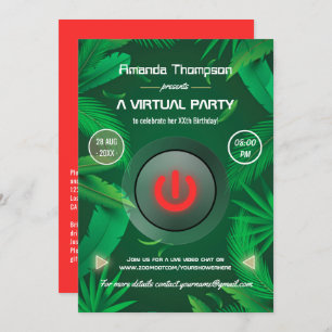 Invitation Tropical Summer Virtual Birthday Party