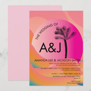 Invitation Tropical Sunrise Bold rose orange Mariage