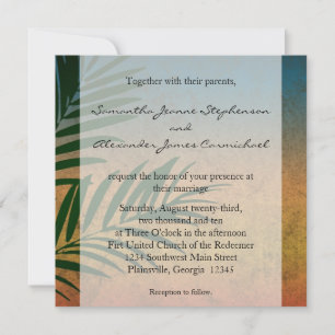 Invitation Tropical Sunset Palm Fronds