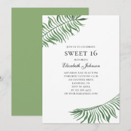 Invitation Tropical Sweet 16. Vert exotique 16e anniversaire