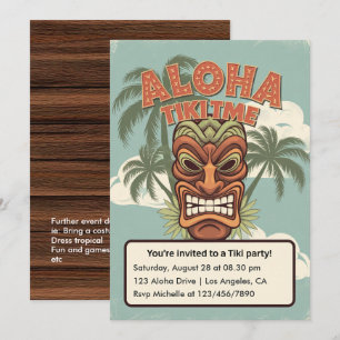 Invitation Tropical Tiki Time Hawaiian Luau Party