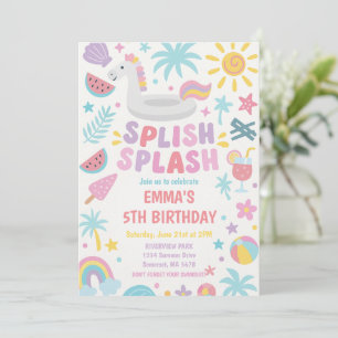 Invitation Tropical Unicorn Splish Splash fête d'anniversaire