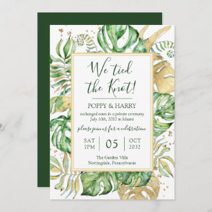 Invitation Tropical We Tied The Knot Eloped Réception Party
