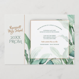 Invitation tropicale de bal d'étudiants de frondes