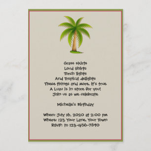 Invitation tropicale de partie de Luau de palmier