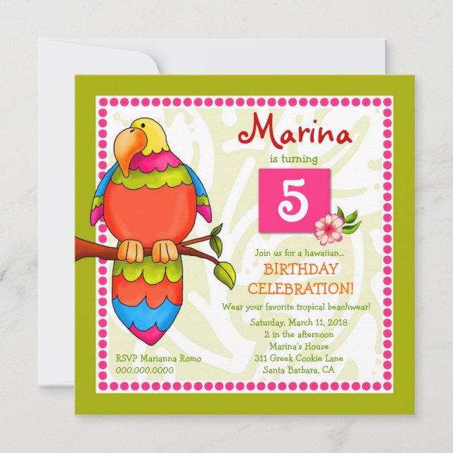 Invitation tropicale de Perroquet-dise de LGC | (Devant)