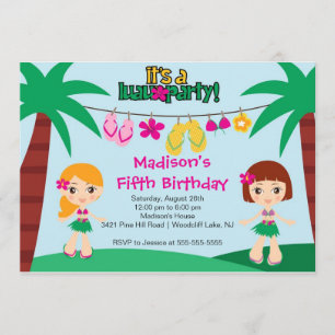 Invitation tropicale mignonne d'anniversaire de
