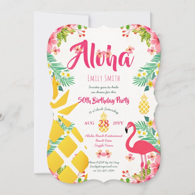 Invitation tropicale pour les 50 ans avec un anana (Devant)